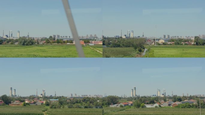 行驶中的高铁窗外