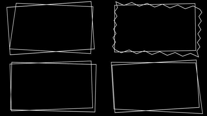 在黑色背景上抽象出两帧白线。矩形移动框架与之字形