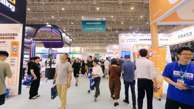 展会人流展会广交会人流交易会人群延时