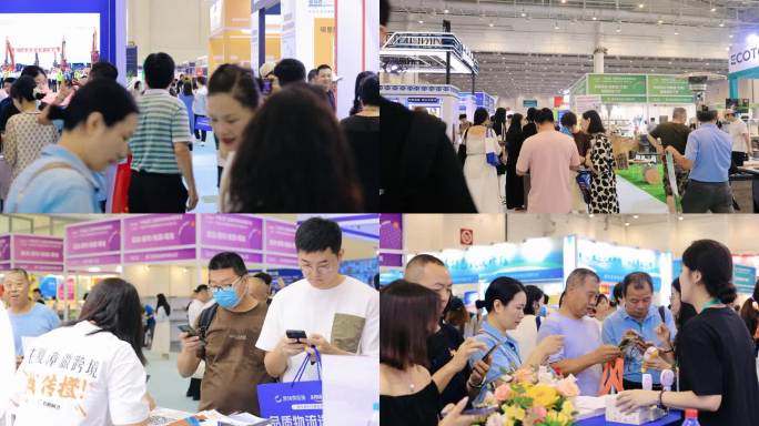 展会人流展会广交会人流交易会人群延时