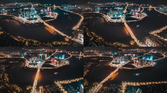 泸州航拍万象汇城西半岛佳乐商圈夜景延时
