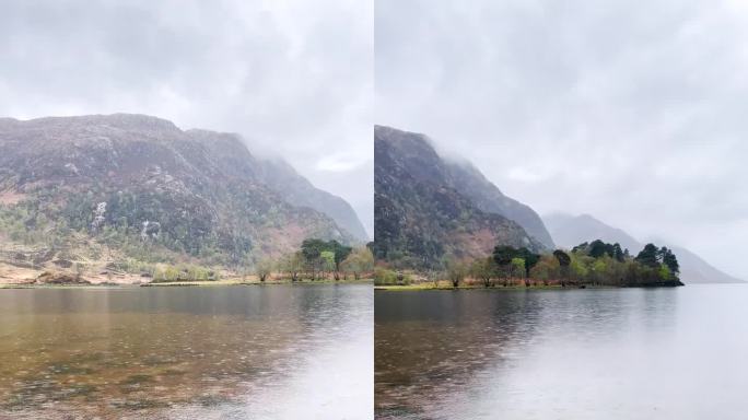 雨中的苏格兰湖