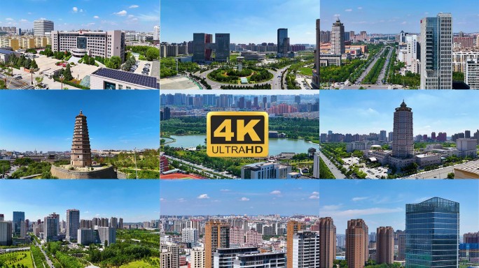 最新陕西榆林市城市风光航拍