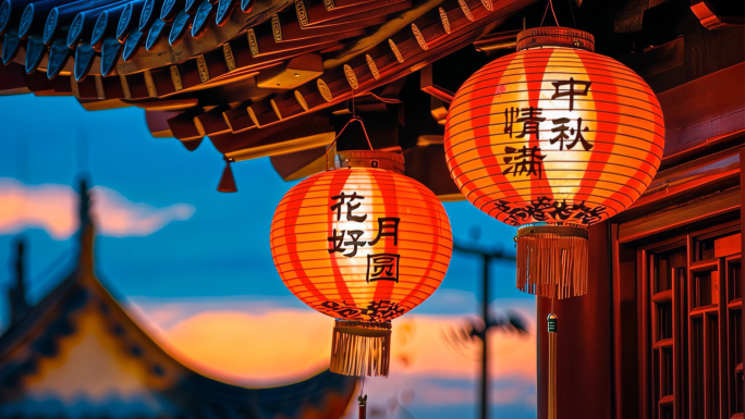 中秋节赏月月饼月亮花灯习俗