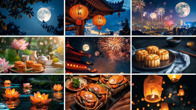 中秋节赏月月饼月亮花灯习俗