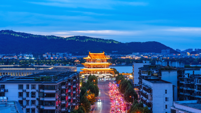 湖南长沙杜甫江阁日转夜延时