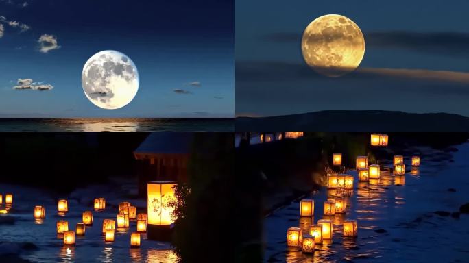 夜空 孔明灯 灯笼 河灯