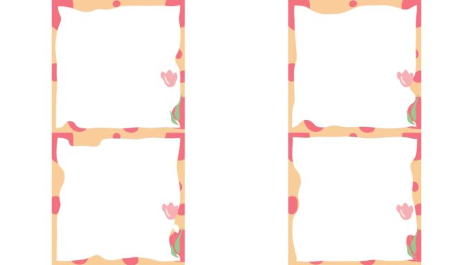 自然帧动画。花卉帧动画与关键颜色。妇女节、情人节、婚纱节相框。插画，卡通花框。