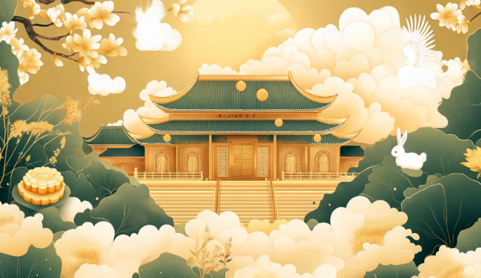 中国风古风背景视频中秋节目节日舞台背景