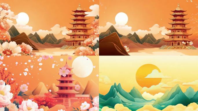 中国风古风背景视频中秋节目节日舞台背景