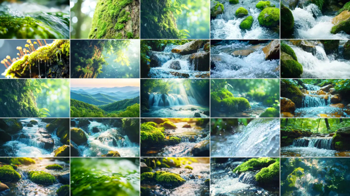 森林小溪流水溪流雨林山水生态