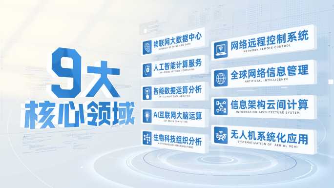 明亮蓝色科技企业文字信息板块分类