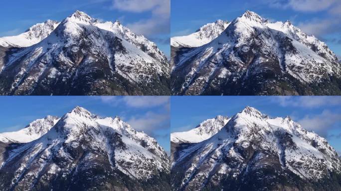 在阿根廷里奥内格罗的圣卡洛斯德巴里洛切，峰会时间流逝。雪山。冰川景观。冬天的背景。在阿根廷里奥内格罗