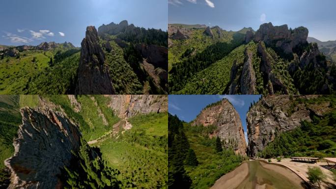 FPV在怪石嶙峋的山谷中飞翔