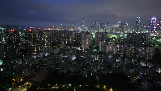 夜幕下的深圳城中村 白石洲