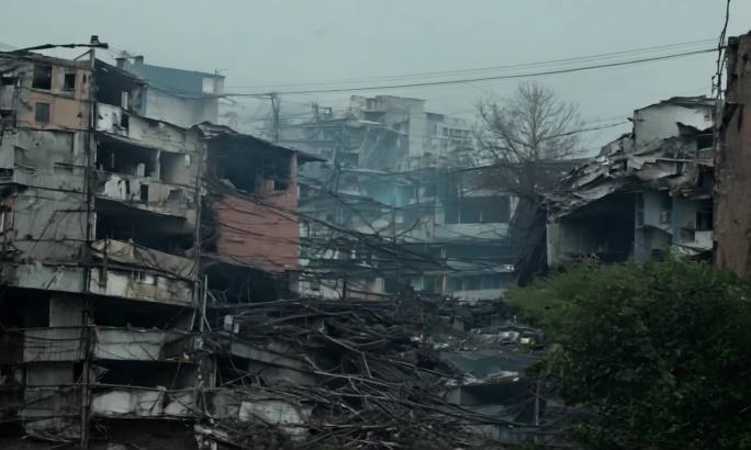 倒塌的房屋 地震废墟