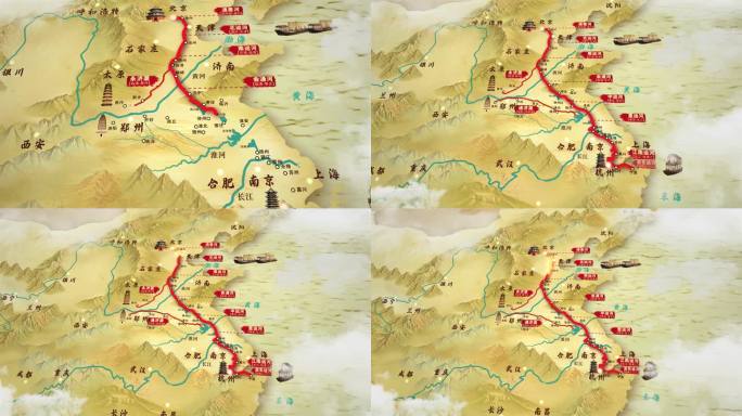 京杭运河地图【手绘国风】视频