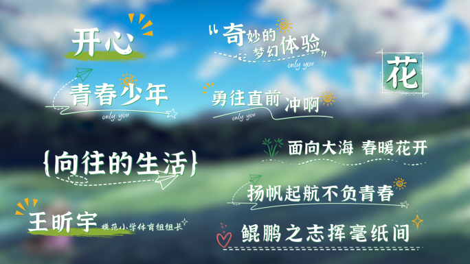 卡通小青春花字综艺包装