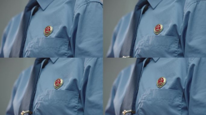 佩戴警徽检察检徽检察官胸前的检徽检察包