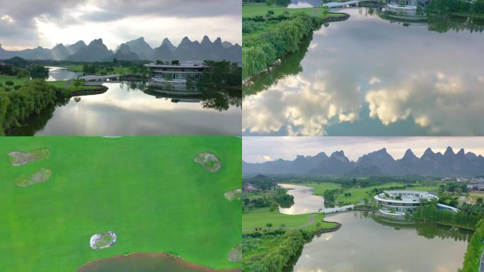 桂海晴岚广西桂林文旅宣传山海项目航拍日出