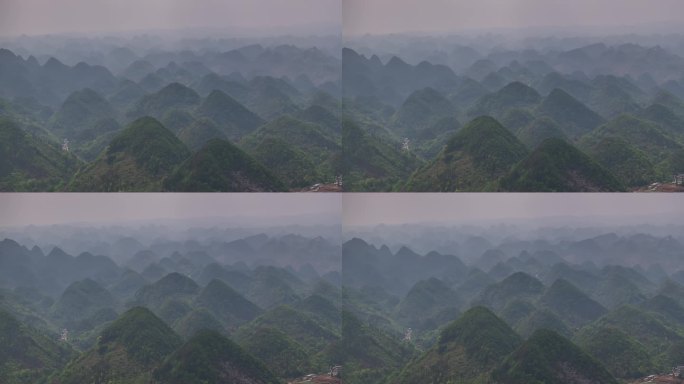 贵州兴义万峰林田园黄昏喀斯特自然风光航拍