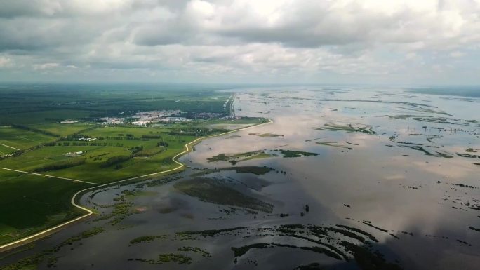 航拍松花江北岸梧桐河湿地风光