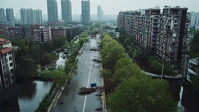 龙卷风过后 台风过后的街道