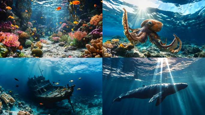 海底世界海洋生物沉船潜水深海探索