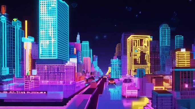 霓虹灯发光像素背景