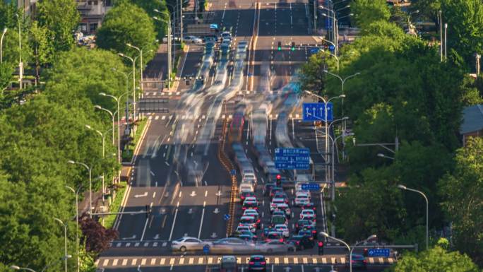 中国北京市西城区闹市口大街移轴延时摄影