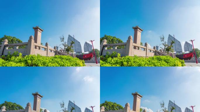 汕头澄海樟林古港红头船蓝天白云延时8K
