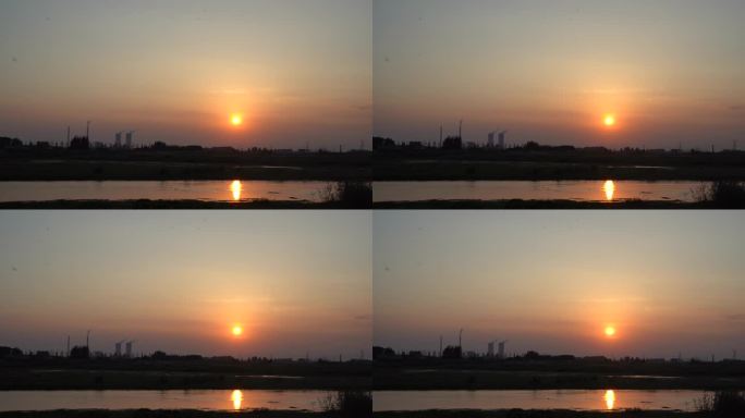 工厂落日夕阳西下