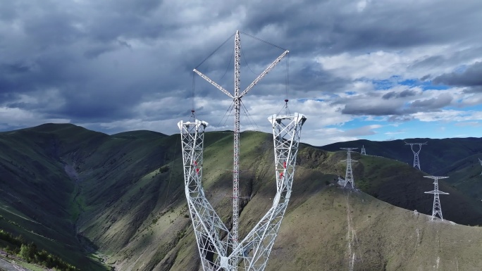 航拍特高压电力建设4K