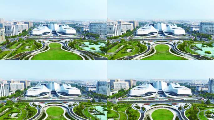 衢州城市航拍西区智慧新城两中心文体中心