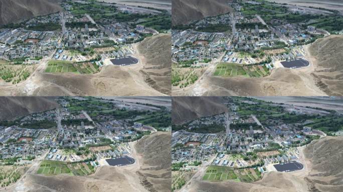 晴天桑日县城航拍