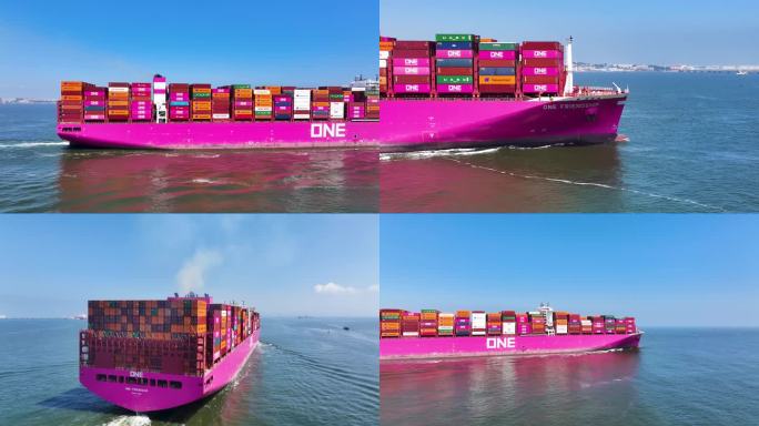 大型集装箱货轮的多角度合集