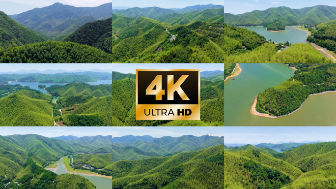 浙江小杭坑延绵群山大自然绿色生态旅游航拍