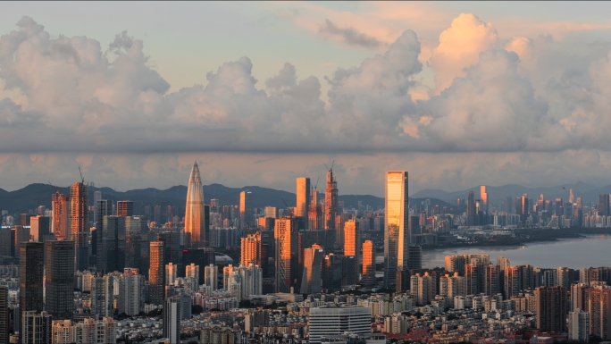 深圳天际线粤港澳大湾区城市宣传片延时日落