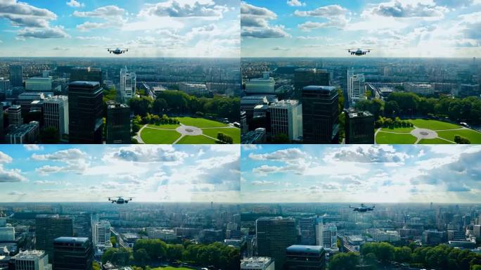 费城天际线和里顿豪斯广场的鸟瞰图