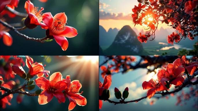 夕阳下的木棉花