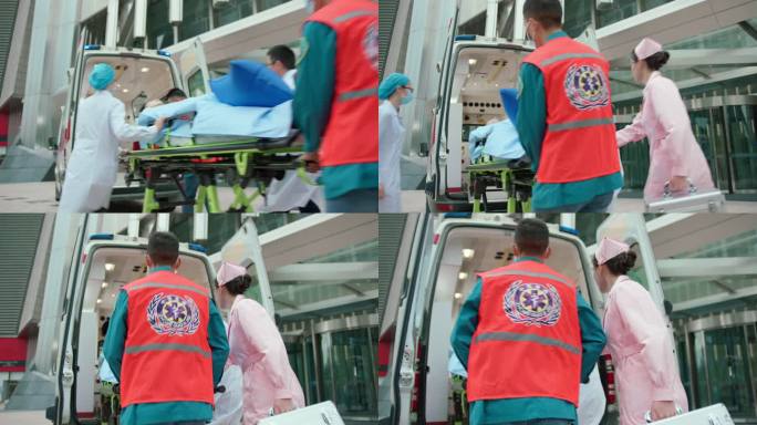 医生急救车紧急运送病人