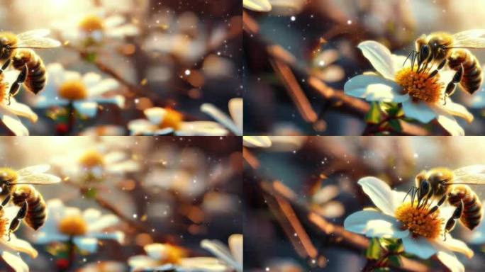 8K春日暖阳中悠然自得的蜜蜂采蜜