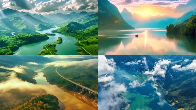 长江黄河河流山脉风景