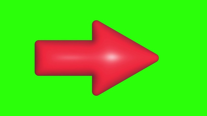 3d红色箭头图标动画隔离在绿色背景