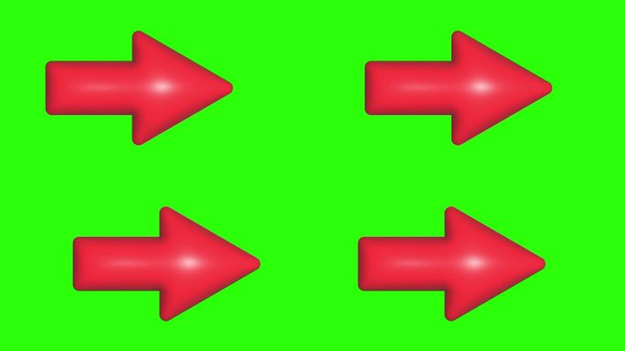 3d红色箭头图标动画隔离在绿色背景