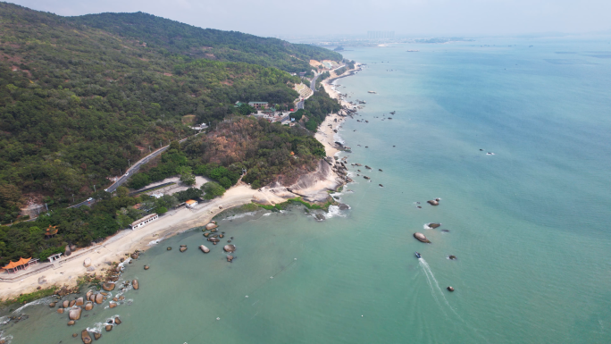 海岸线沿海公路4K航拍