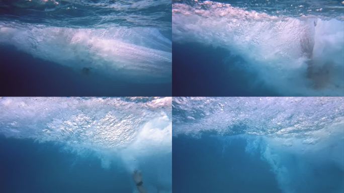 男人跳水游泳潜水大海浪花水花