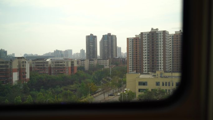 火车窗外 快速行驶 动车窗外风景风光
