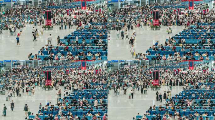 高铁站车站人流旅客排队春运返乡旅游高峰季