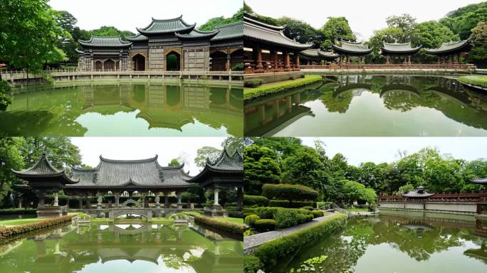 中国传统园林池塘 古朴自然